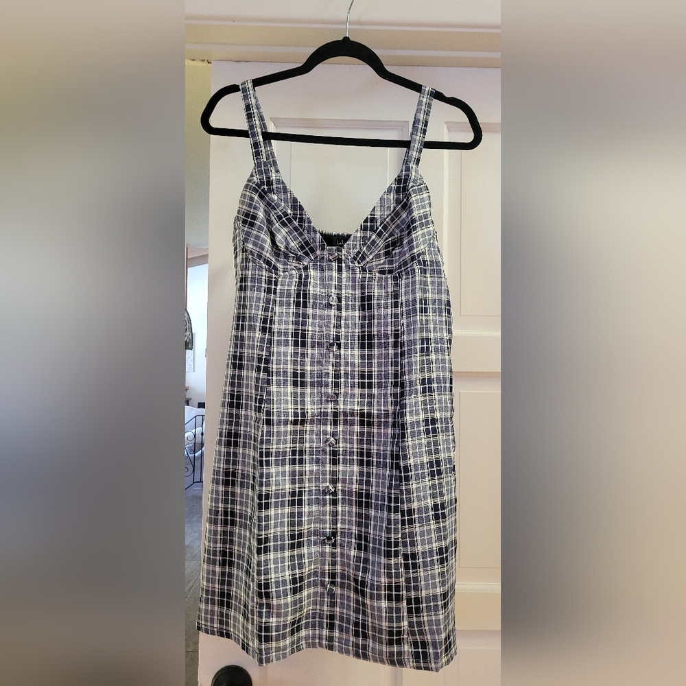 Lulu's Casual Blue and White Button Down Shirt